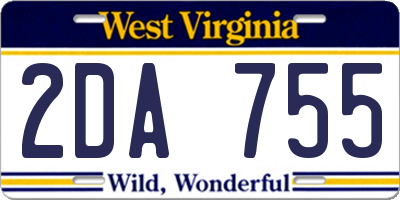 WV license plate 2DA755