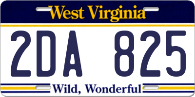 WV license plate 2DA825