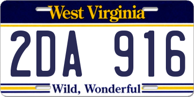 WV license plate 2DA916