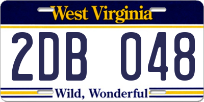WV license plate 2DB048