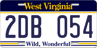 WV license plate 2DB054