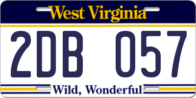 WV license plate 2DB057