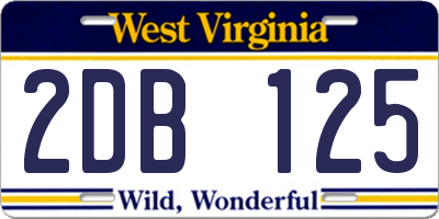 WV license plate 2DB125