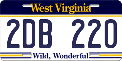 WV license plate 2DB220