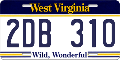 WV license plate 2DB310