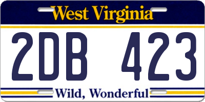 WV license plate 2DB423