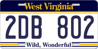 WV license plate 2DB802