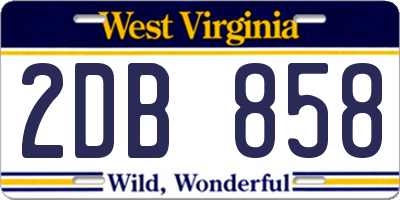 WV license plate 2DB858