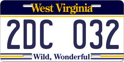 WV license plate 2DC032