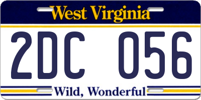 WV license plate 2DC056