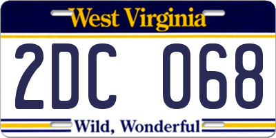 WV license plate 2DC068