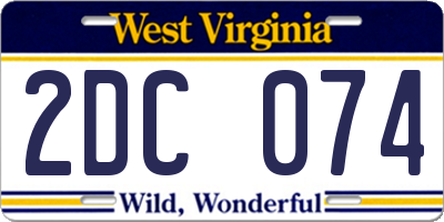 WV license plate 2DC074