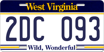 WV license plate 2DC093