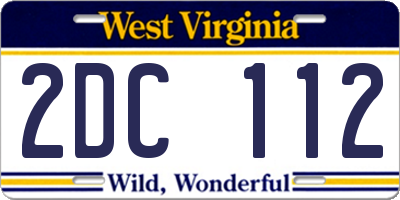 WV license plate 2DC112