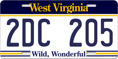 WV license plate 2DC205