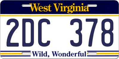 WV license plate 2DC378