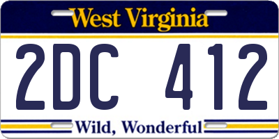 WV license plate 2DC412