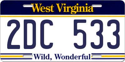 WV license plate 2DC533