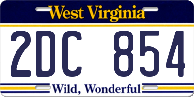WV license plate 2DC854
