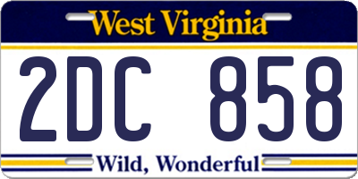 WV license plate 2DC858