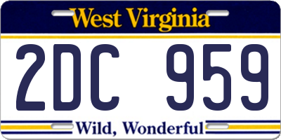 WV license plate 2DC959