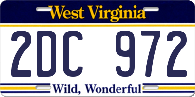 WV license plate 2DC972