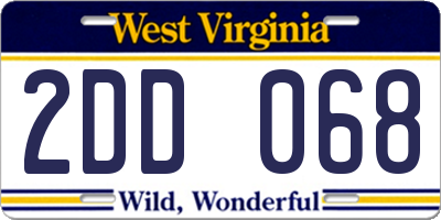 WV license plate 2DD068