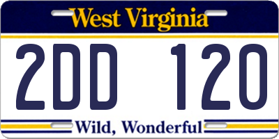 WV license plate 2DD120