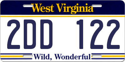 WV license plate 2DD122