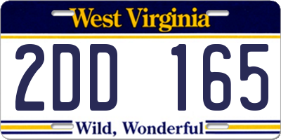 WV license plate 2DD165