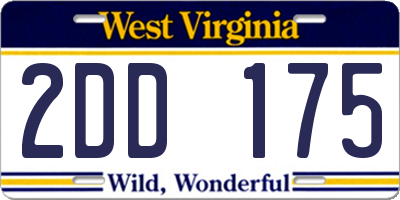 WV license plate 2DD175