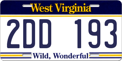 WV license plate 2DD193