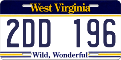WV license plate 2DD196