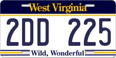 WV license plate 2DD225