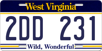 WV license plate 2DD231