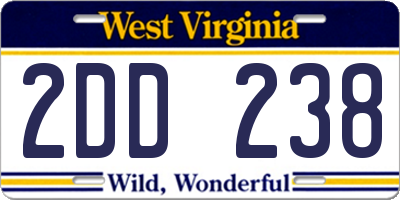 WV license plate 2DD238