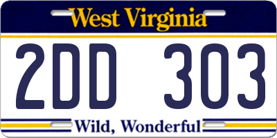 WV license plate 2DD303
