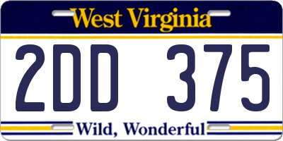 WV license plate 2DD375