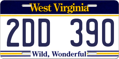 WV license plate 2DD390