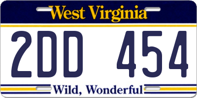 WV license plate 2DD454