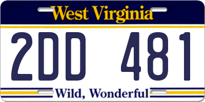 WV license plate 2DD481