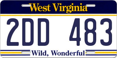 WV license plate 2DD483