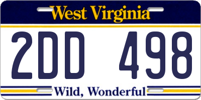 WV license plate 2DD498