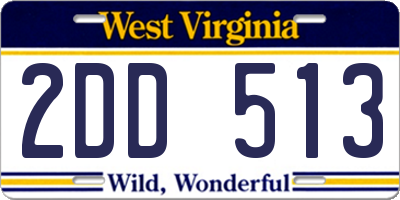 WV license plate 2DD513