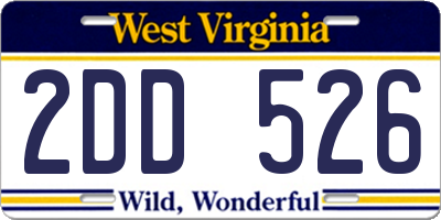 WV license plate 2DD526