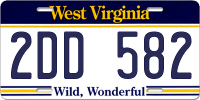 WV license plate 2DD582