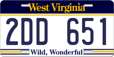 WV license plate 2DD651