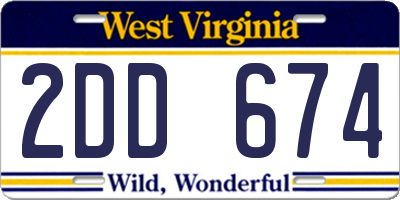 WV license plate 2DD674