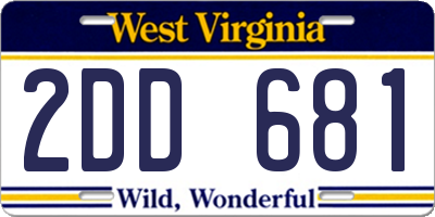 WV license plate 2DD681
