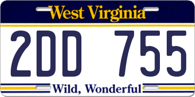 WV license plate 2DD755